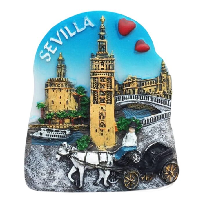 sevilla spain city tour fridge magnet – horse carriage souvenir & romantic spanish gift