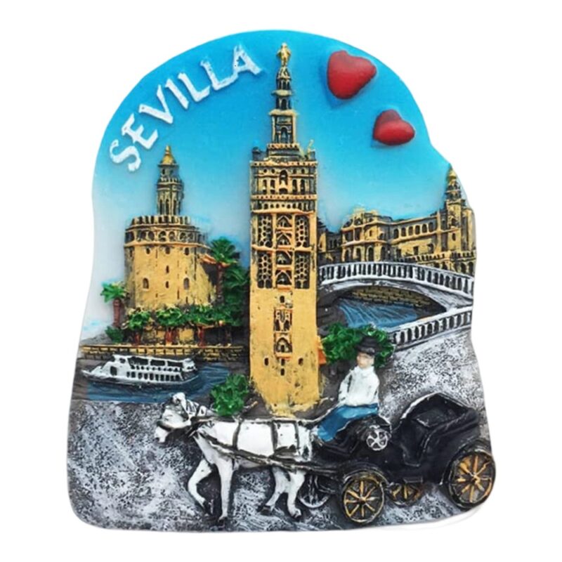 sevilla spain city tour fridge magnet – horse carriage souvenir & romantic spanish gift