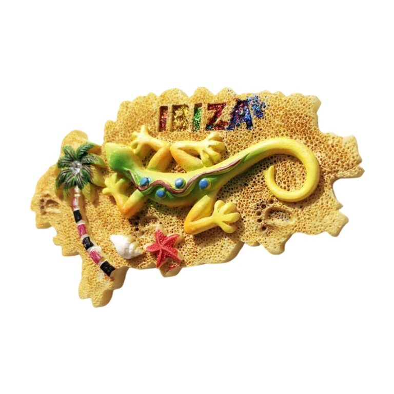 ibiza island spain lizard map fridge magnet – fun beach travel gift & gecko decor accent
