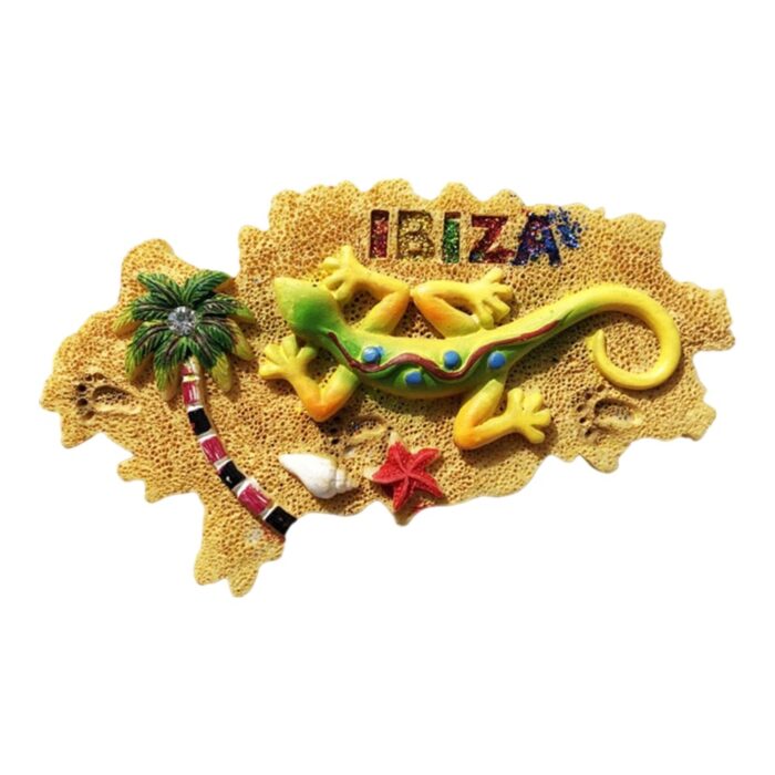 ibiza island spain lizard map fridge magnet – fun beach travel gift & gecko decor accent