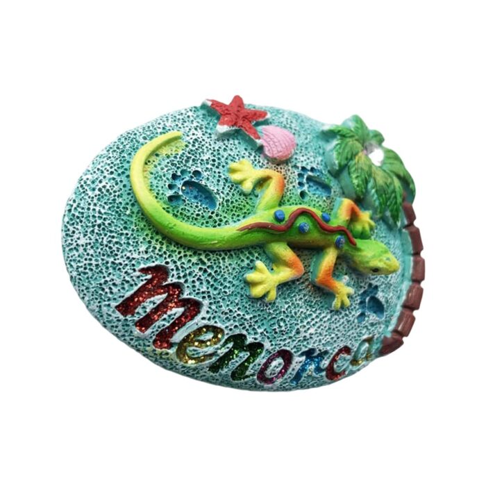 menorca spain oval gecko fridge magnet – tropical souvenir & seaside vacation memory