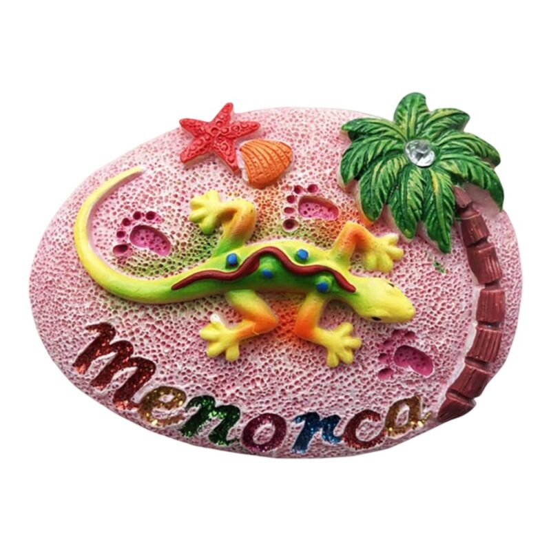 menorca spain lizard fridge magnet – pink beach gecko souvenir & island travel keepsake