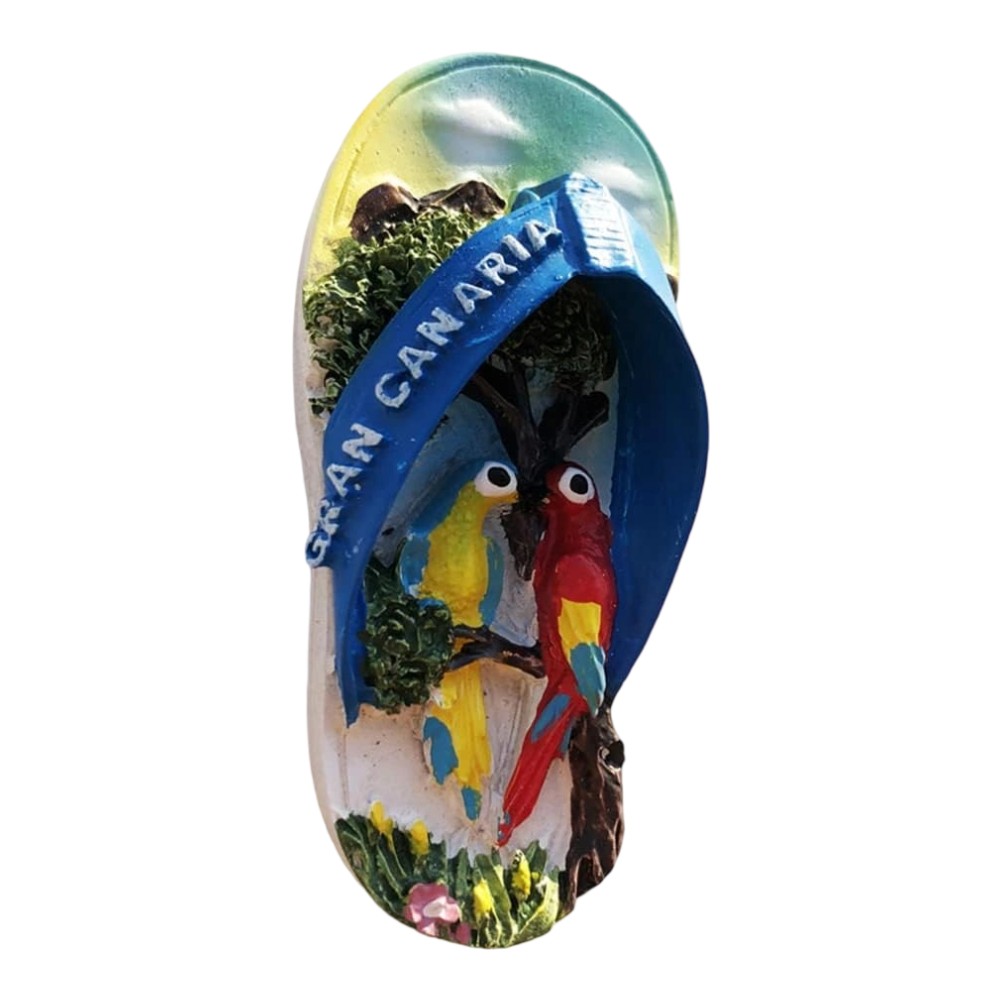 gran canaria spain flip flop fridge magnet – tropical parrot travel gift & canary islands decor