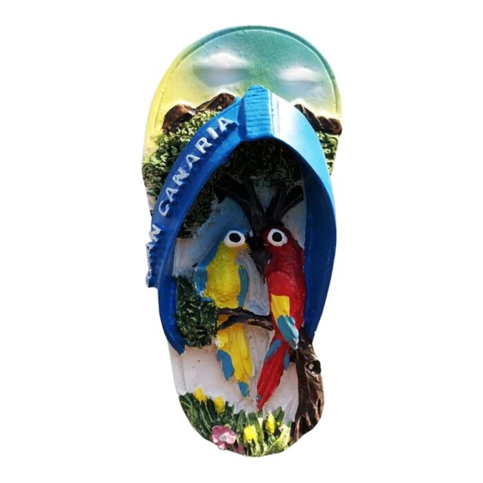 gran canaria spain flip flop fridge magnet – tropical parrot travel gift & canary islands decor