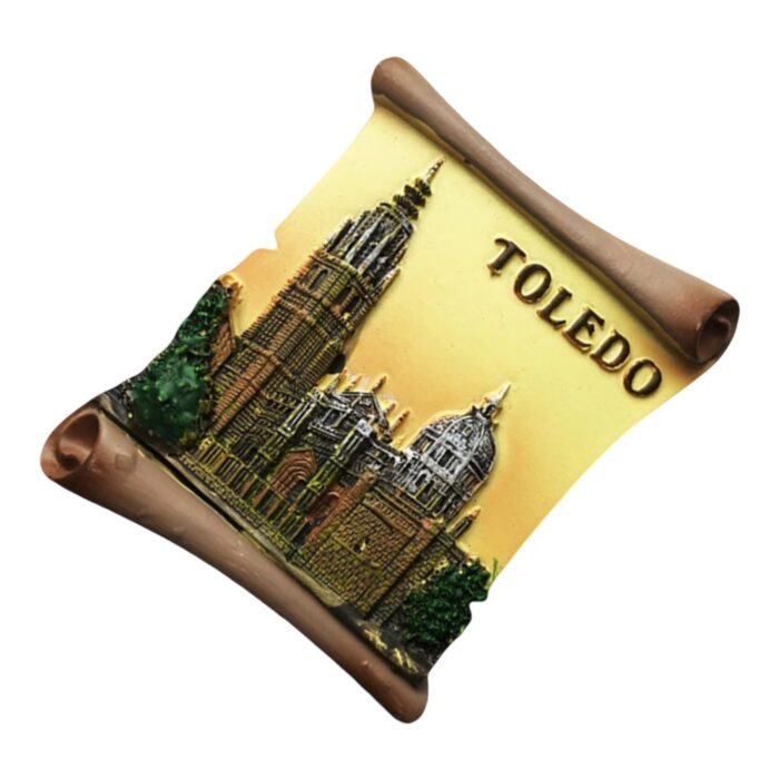 toledo spain scroll style fridge magnet – cathedral art souvenir & spanish heritage decor