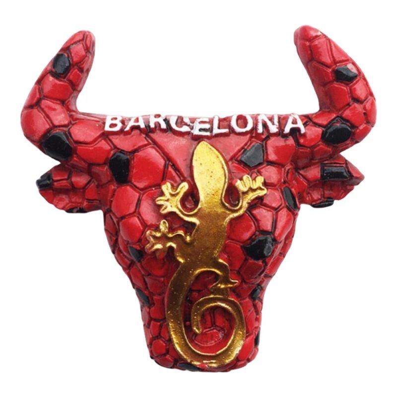 barcelona spain bull head fridge magnet – gaudí mosaic style travel gift & matador culture decor