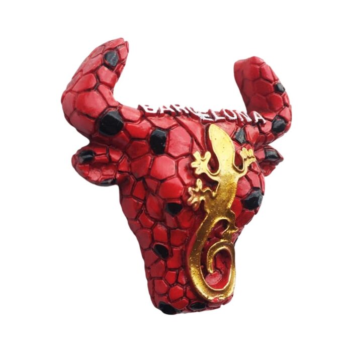 barcelona spain bull head fridge magnet – gaudí mosaic style travel gift & matador culture decor