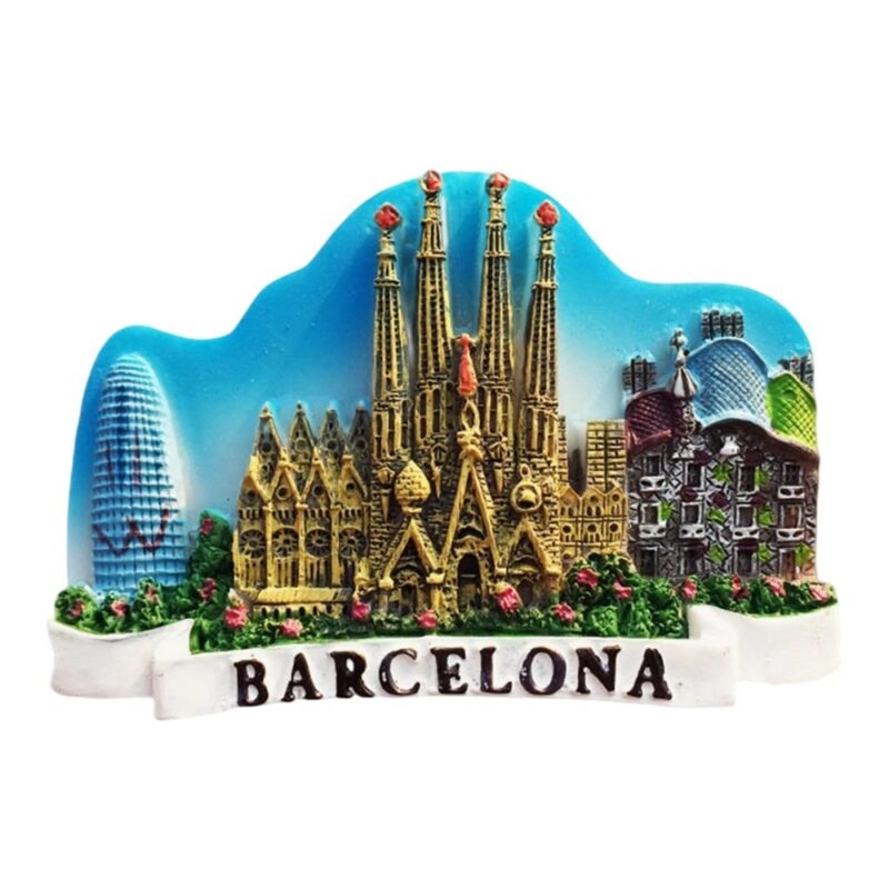 barcelona spain cityscape fridge magnet – iconic sagrada família souvenir & urban wall accent