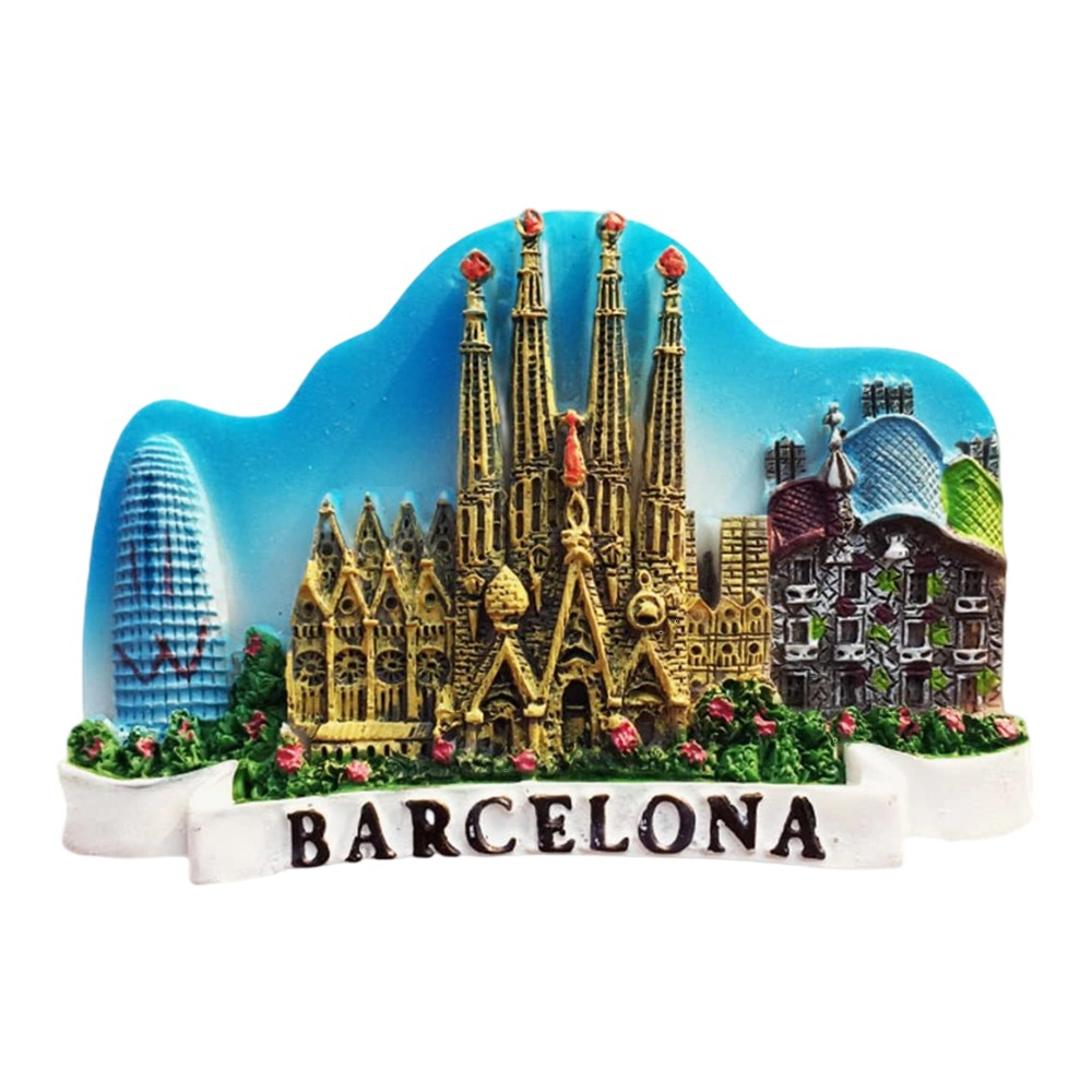 barcelona spain cityscape fridge magnet – iconic sagrada família souvenir & urban wall accent