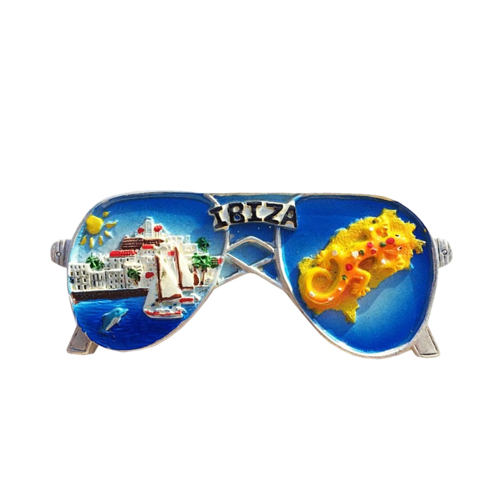 ibiza island spain sunglasses fridge magnet – cool mediterranean travel collectible & office decor