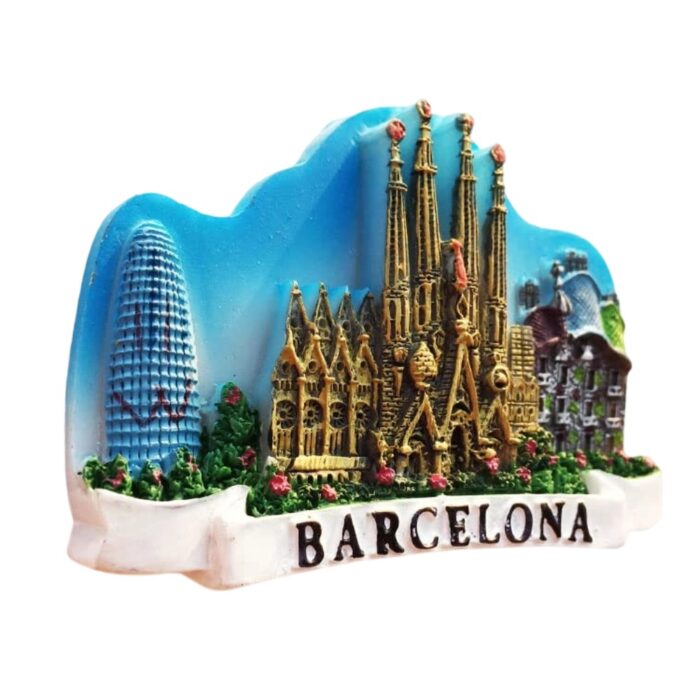 barcelona spain cityscape fridge magnet – iconic sagrada família souvenir & urban wall accent