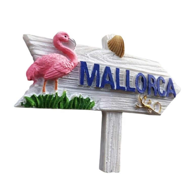 mallorca spain flamingo sign fridge magnet – island directional travel gift & summer decor