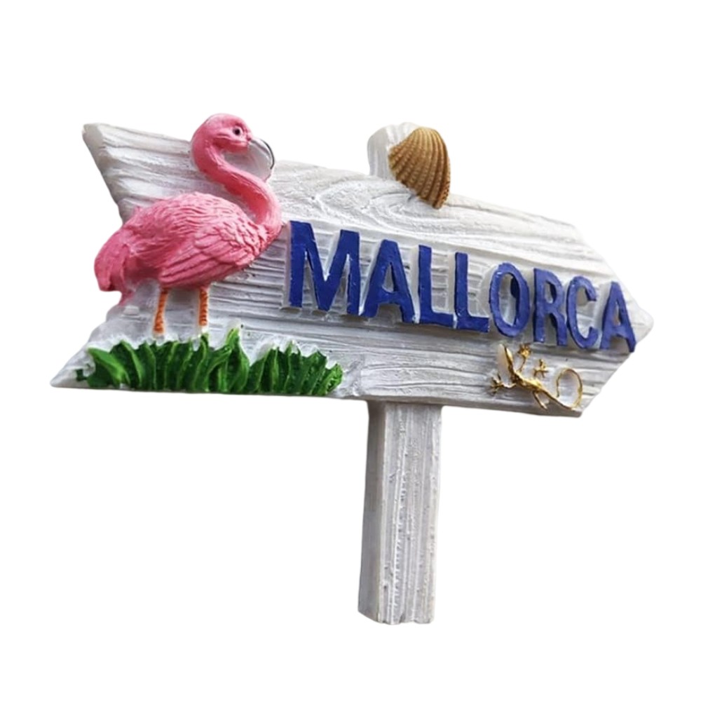 mallorca spain flamingo sign fridge magnet – island directional travel gift & summer decor