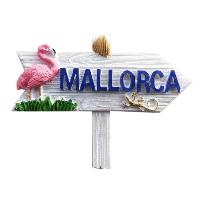 mallorca spain flamingo sign fridge magnet – island directional travel gift & summer decor
