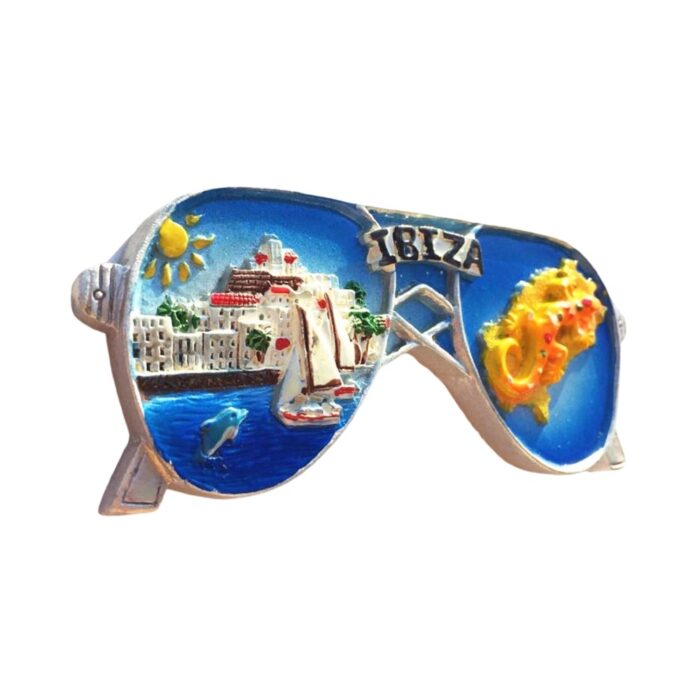 ibiza island spain sunglasses fridge magnet – cool mediterranean travel collectible & office decor