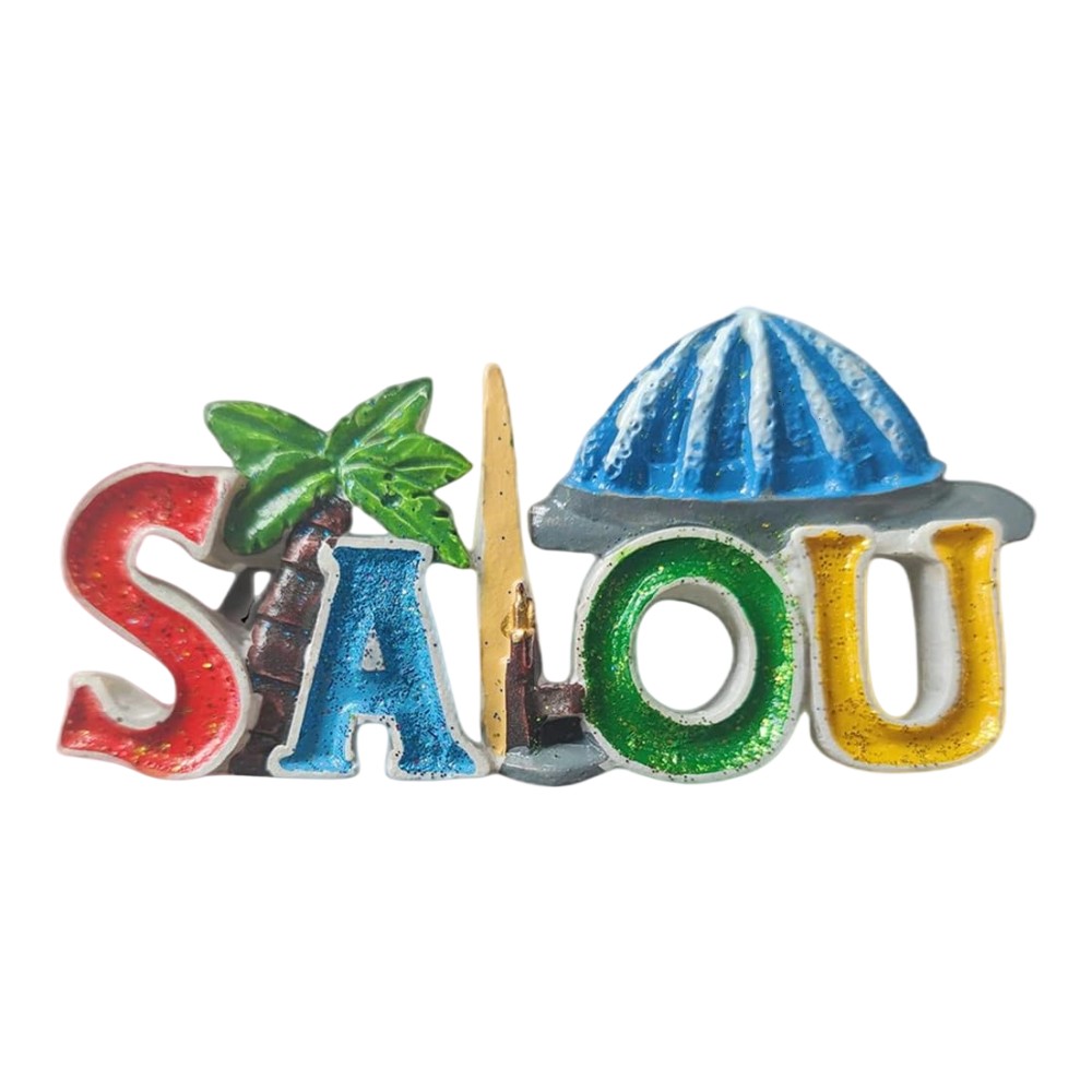salou spain fridge magnet – beach palm tree & surfboard coastal holiday souvenir & colorful home accent