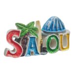 salou spain fridge magnet – beach palm tree & surfboard coastal holiday souvenir & colorful home accent