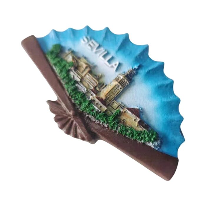seville spain fridge magnet – cathedral & fan shape landmark souvenir for travel collectors & kitchen decor