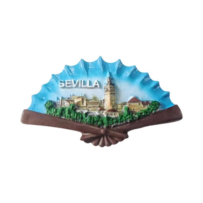 seville spain fridge magnet – cathedral & fan shape landmark souvenir for travel collectors & kitchen decor