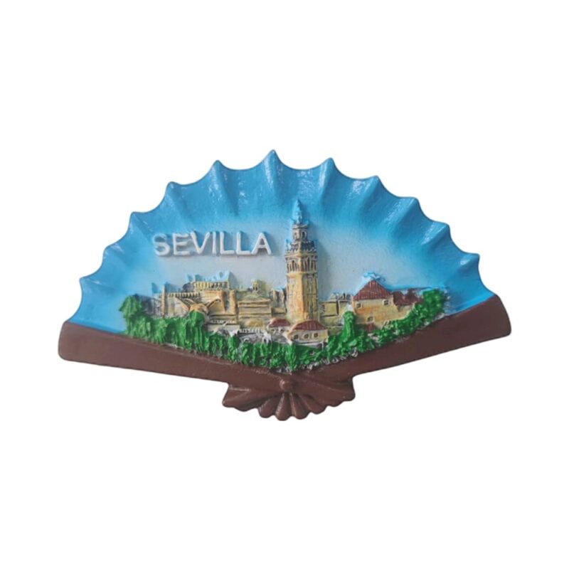seville spain fridge magnet – cathedral & fan shape landmark souvenir for travel collectors & kitchen decor