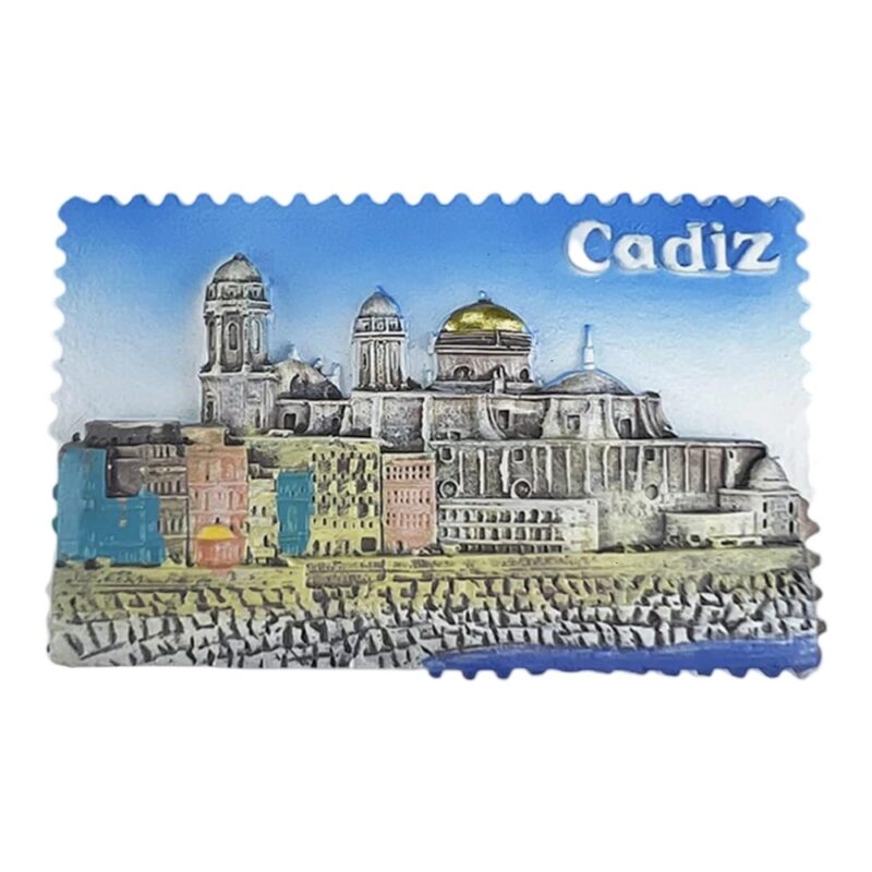 cadiz spain fridge magnet – cathedral panorama scene, coastal spain travel gift & kitchen decor