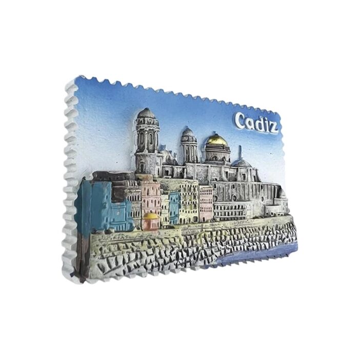 cadiz spain fridge magnet – cathedral panorama scene, coastal spain travel gift & kitchen decor