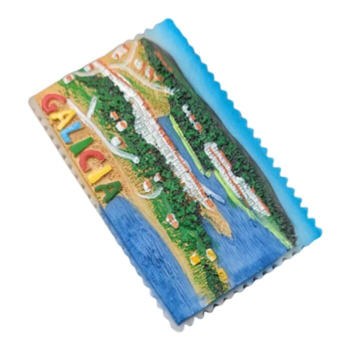galicia spain fridge magnet – colorful coastal landscape scene, travel collector’s gift & magnetic board decor