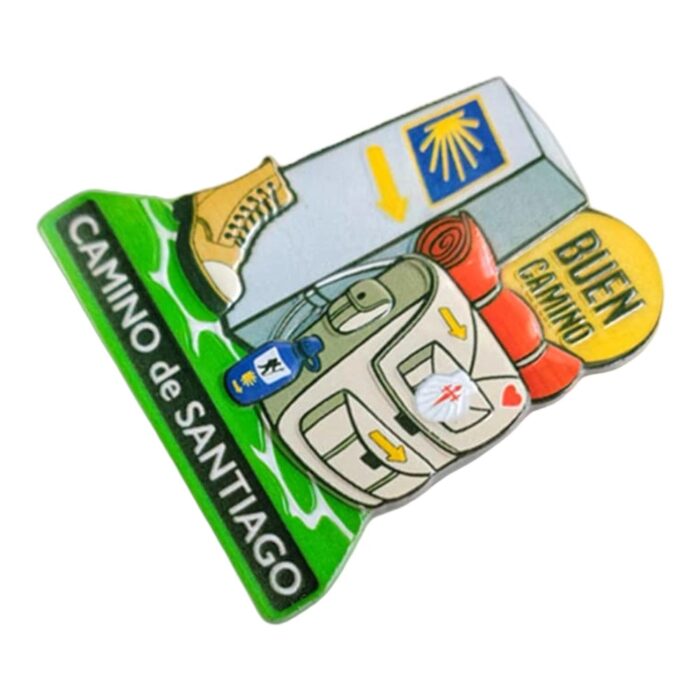 camino de santiago spain fridge magnet – buen camino backpacker design, pilgrimage trail travel keepsake