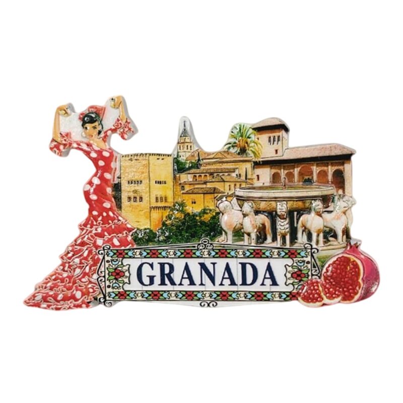 granada spain fridge magnet – alhambra & flamenco design, spanish heritage souvenir for magnetic boards