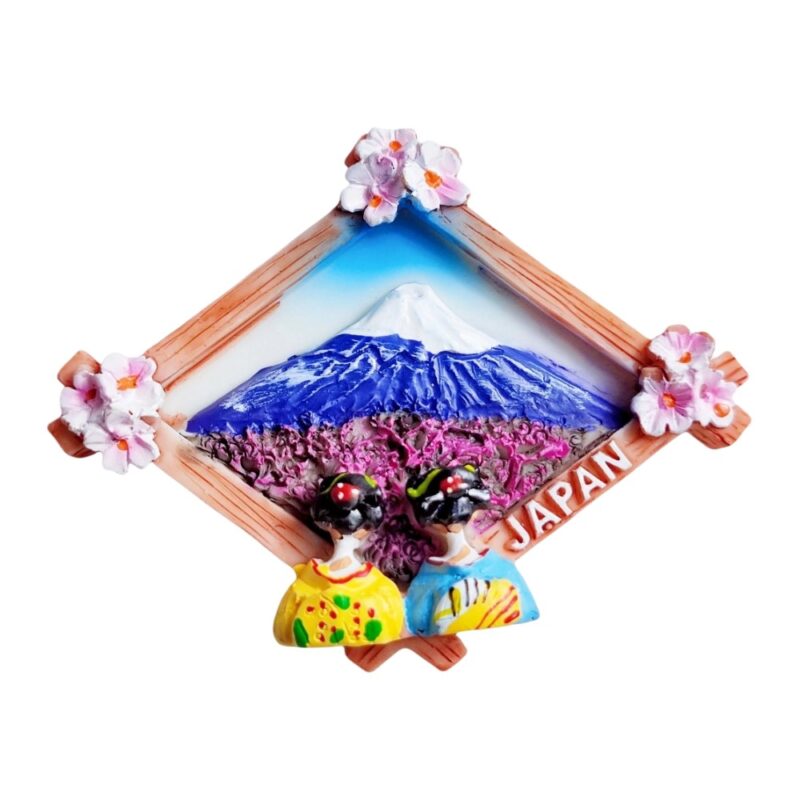 mount fuji japan fridge magnet scenic travel memory & cherry blossom home accent