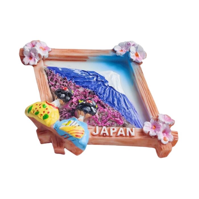 mount fuji japan fridge magnet scenic travel memory & cherry blossom home accent