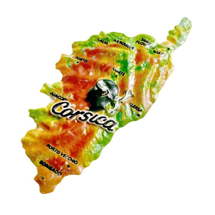 corsica island france fridge magnet – map shape souvenir for world travelers & collectors
