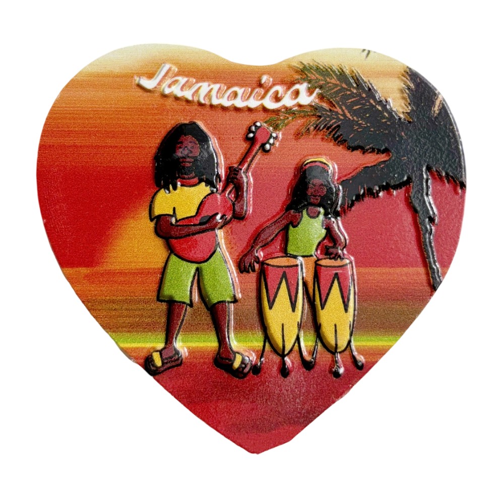 jamaica fridge magnet – heart shaped reggae music souvenir & island vibes decor