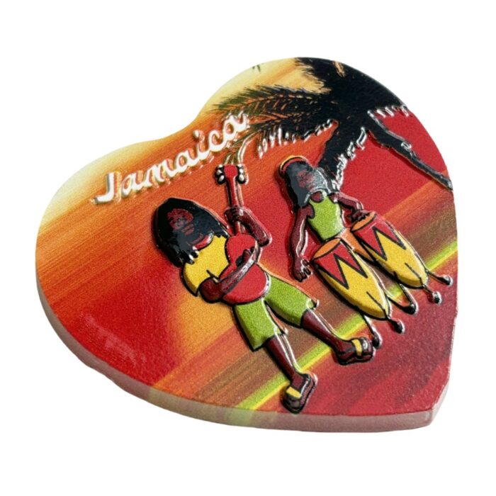jamaica fridge magnet – heart shaped reggae music souvenir & island vibes decor