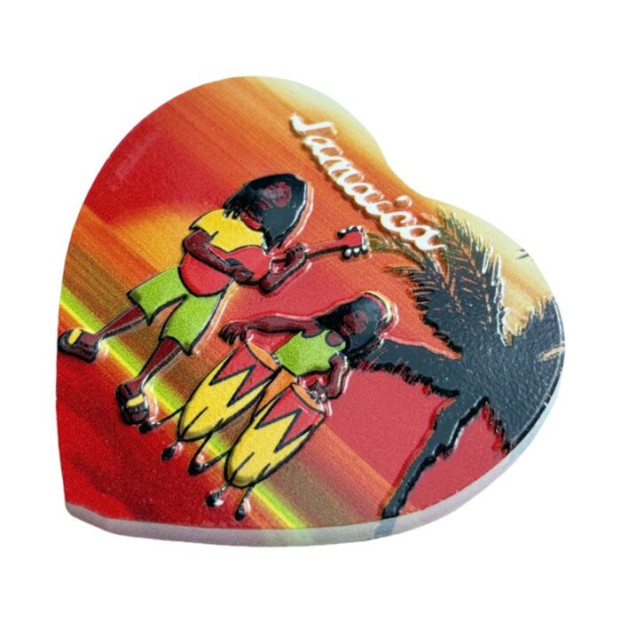 jamaica fridge magnet – heart shaped reggae music souvenir & island vibes decor