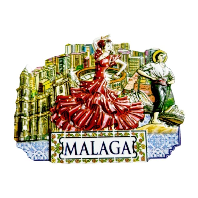 malaga spain fridge magnet – flamenco style travel keepsake & kitchen art