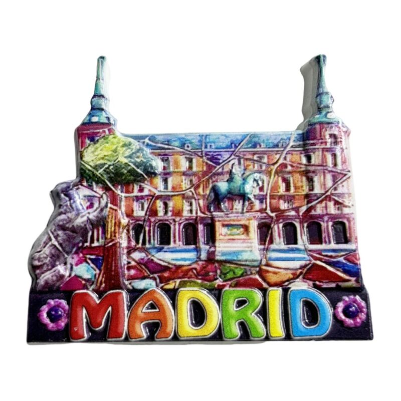 madrid spain fridge magnet – plaza mayor landmark travel keepsake & refrigerator charm