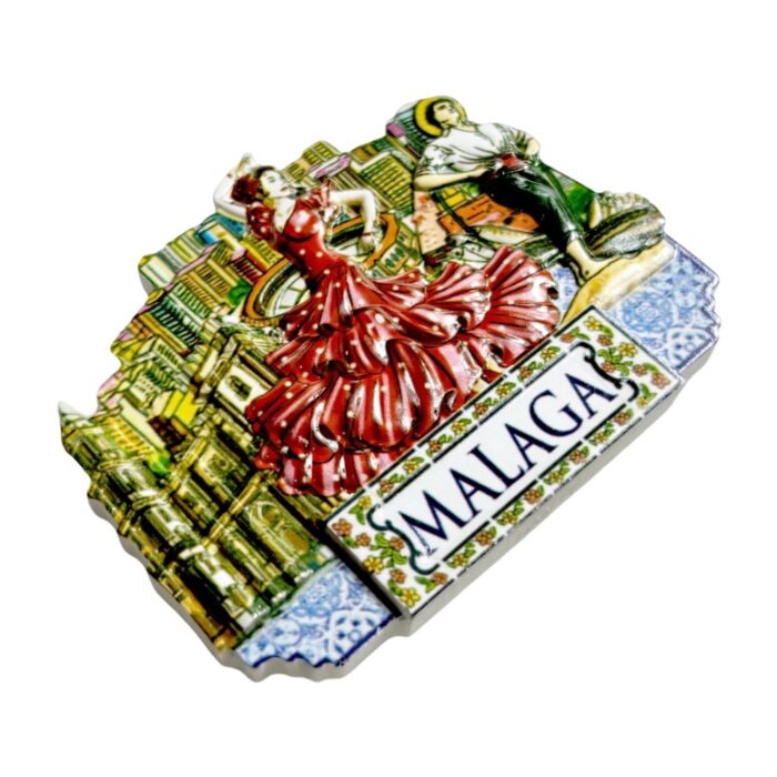 malaga spain fridge magnet – flamenco style travel keepsake & kitchen art