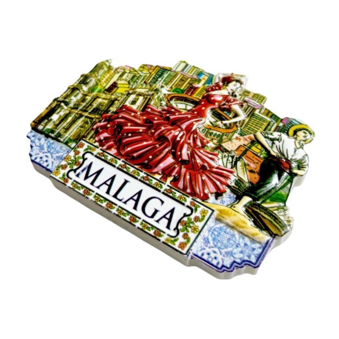 malaga spain fridge magnet – flamenco style travel keepsake & kitchen art