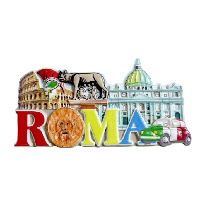 rome italy fridge magnet – colosseum & vatican icons souvenir for classic heritage decor
