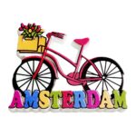 amsterdam netherlands fridge magnet – colorful bicycle design for memo boards & gifts