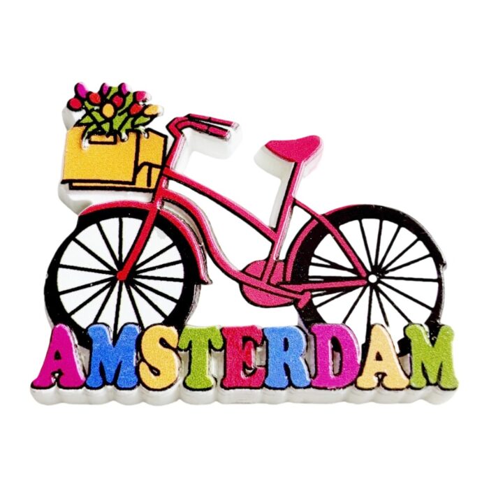 amsterdam netherlands fridge magnet – colorful bicycle design for memo boards & gifts