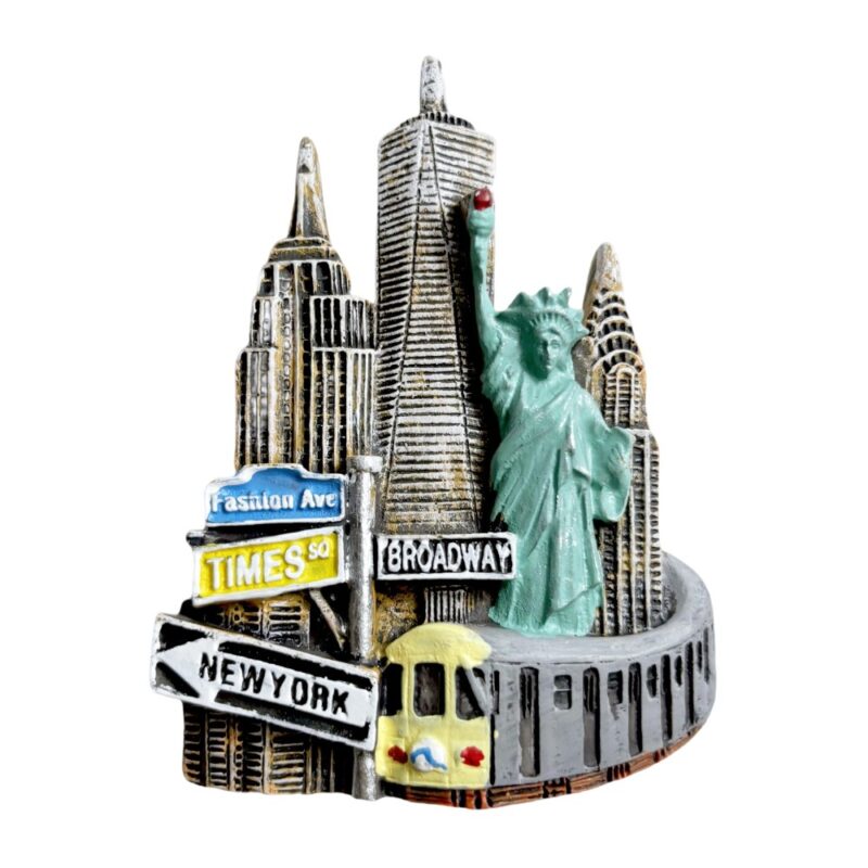 new york city fridge magnet – statue of liberty & times square souvenir for urban lovers