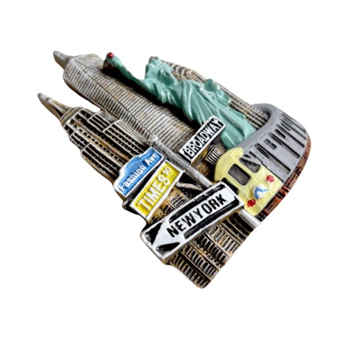 new york city fridge magnet – statue of liberty & times square souvenir for urban lovers