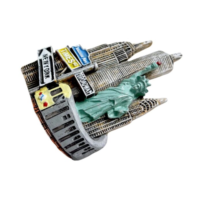 new york city fridge magnet – statue of liberty & times square souvenir for urban lovers