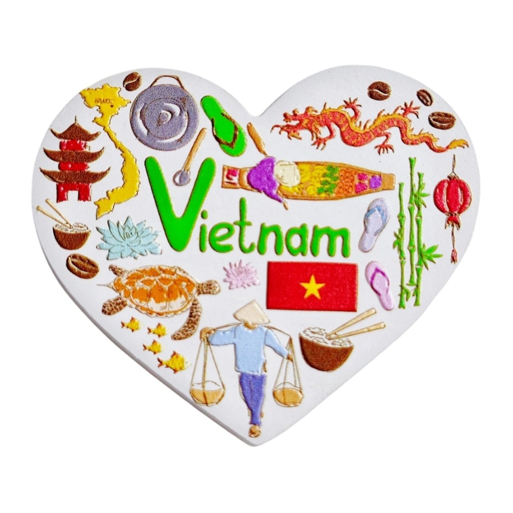 vietnam heart shaped fridge magnet southeast asia travel souvenir & cultural kitchen decor