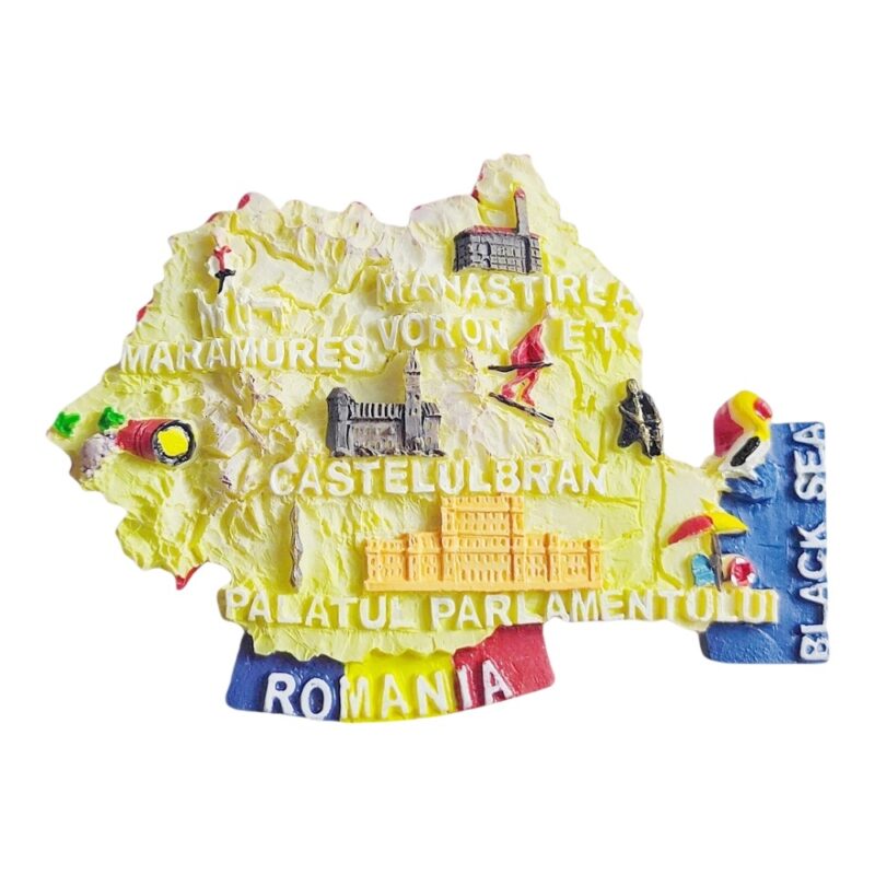 romania map shaped fridge magnet – cultural landmarks souvenir for collectors & memo display