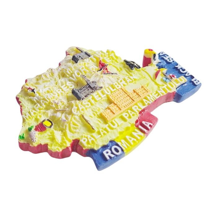 romania map shaped fridge magnet – cultural landmarks souvenir for collectors & memo display