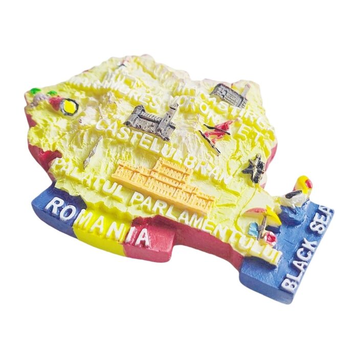 romania map shaped fridge magnet – cultural landmarks souvenir for collectors & memo display