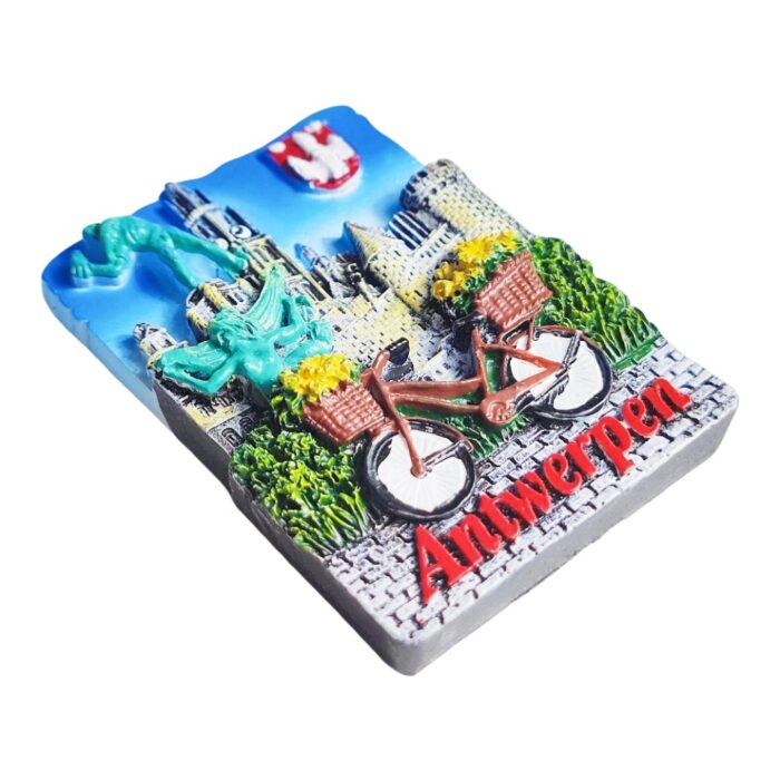 antwerp belgium fridge magnet antwerpen cityscape with bicycle travel gift & decorative keepsake